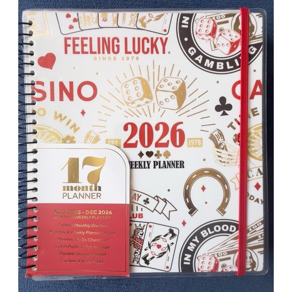 17 Month Planner CASINO LUCKY Aug 2025 - Dec 2026 Weekly Planning Note Page Gift - Picture 1 of 15